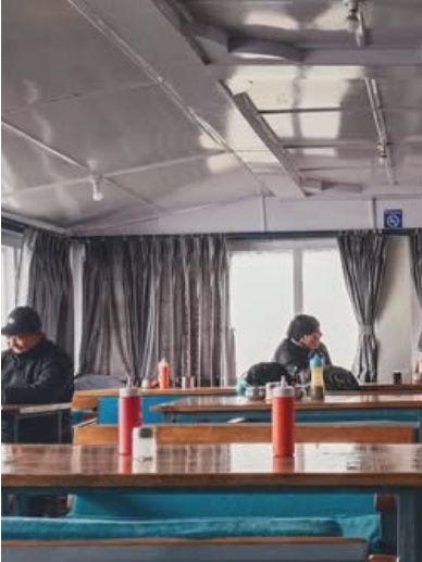 Indoor Restaurant Dining Hall with Mountain Views